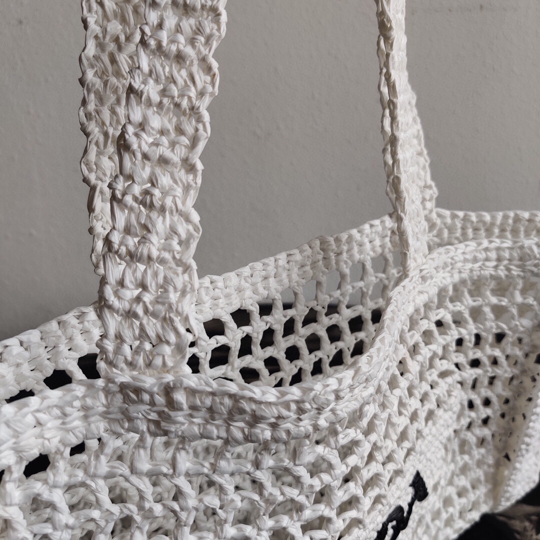 Prada Crochet Bag Tote White 1BG393